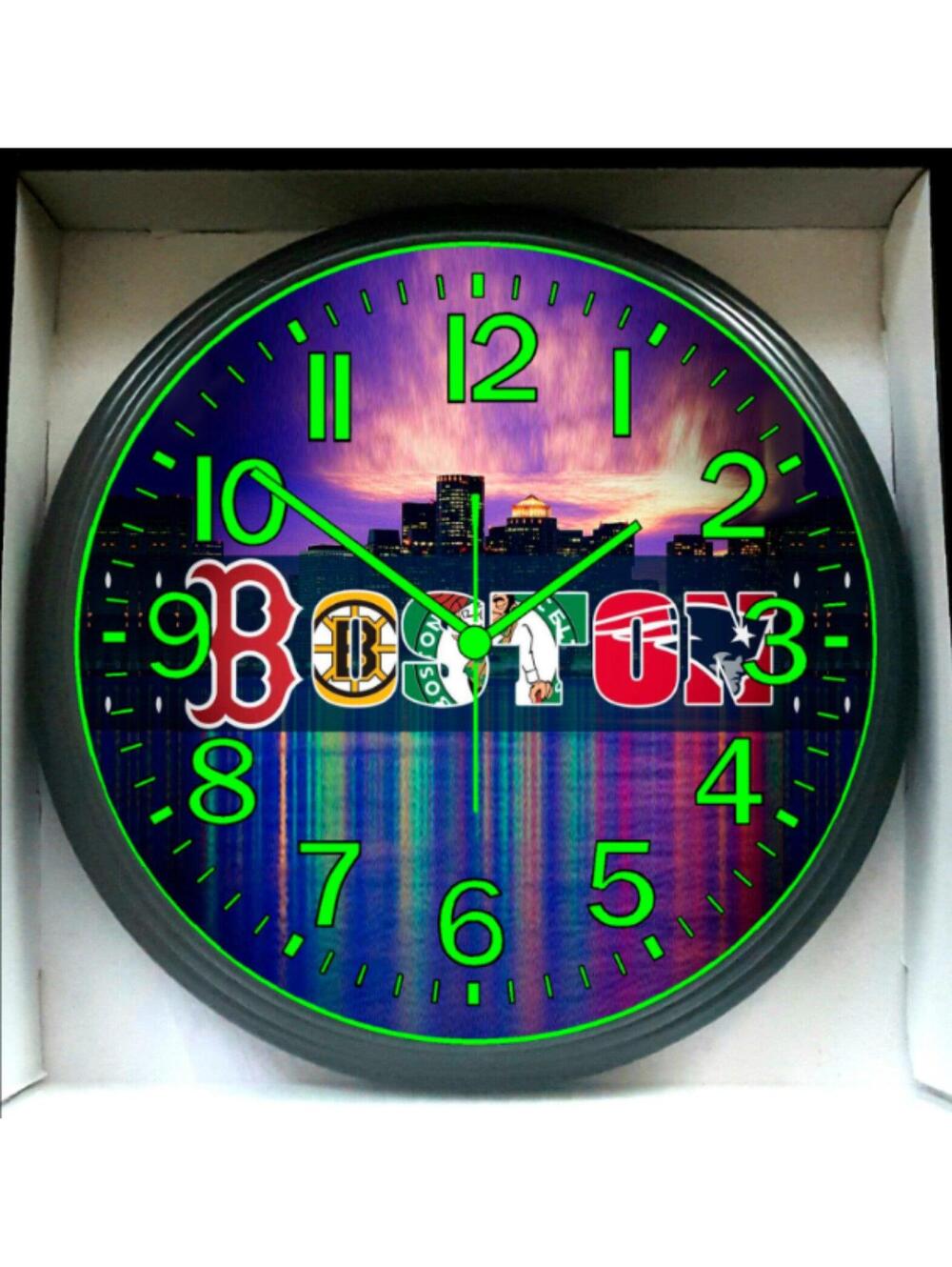 Boston Massachusetts City Glow In The Dark Wall Clock New!